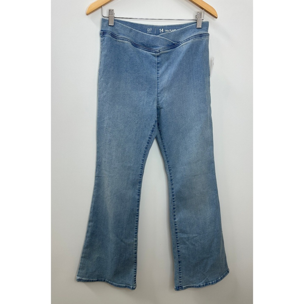 NWT GAP Kids High Rise Flare Jeggings Blue Denim Jean 14 Plus Light Wash Stretch - Picture 2 of 11